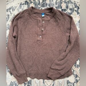 Old Navy Waffle-Knit Crewneck - Rich Brown